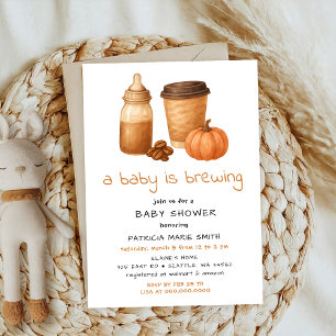 En kaffepumpkin faller hösten Brewing Baby dusch Inbjudningar