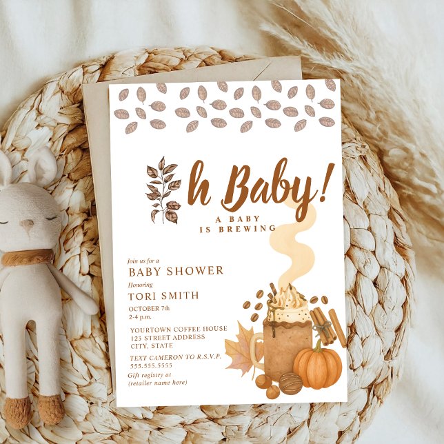 En kaffepumpkin faller hösten Brewing Baby dusch Inbjudningar (Skapare uppladdad)