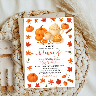 En kaffepumpkin faller hösten Brewing Baby dusch Inbjudningar