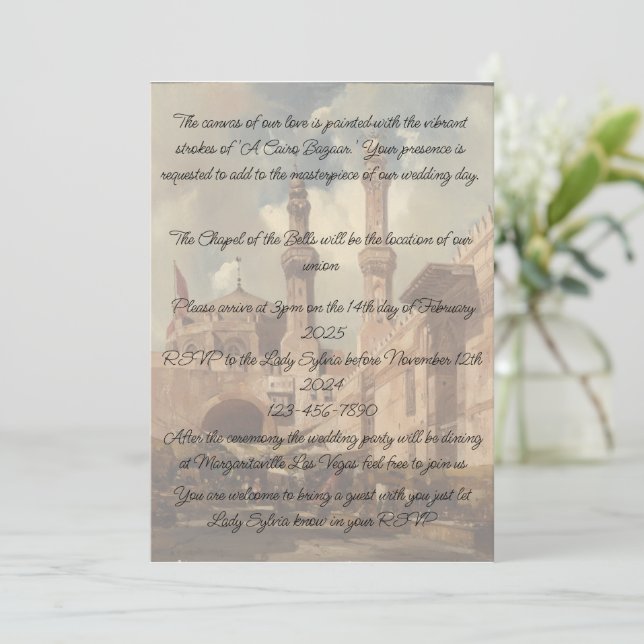 En Kairo Bazaar är bakgrunden till Inbjudningar (Stående Fram)