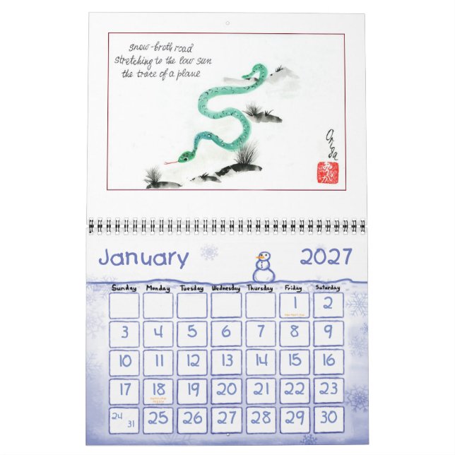 En kalender med originalhaiga av Origa. (Jan 2027)