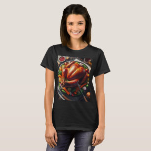 en kalkon är på en platta med många andra mat t shirt