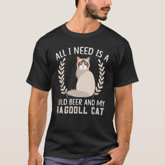 En kall öl och en Ragdoll-kattunge Kitty Alkoholis T Shirt