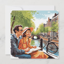 En kanal i Amsterdam Julkort