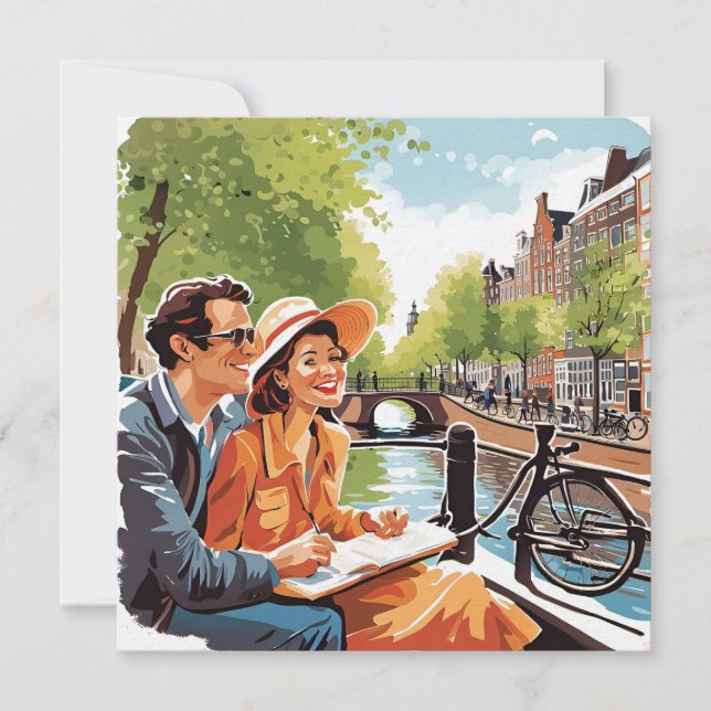 En kanal i Amsterdam Julkort (Framsida)