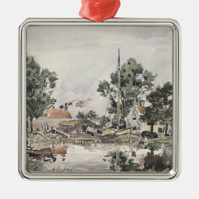En kanal i The Hague, 1868 Julgransprydnad Metall (Framsidan)