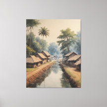 en kanal i vatten med hus och träd