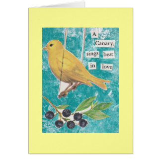 En kanariefågel, bäst förälskat för sjungor hälsningskort