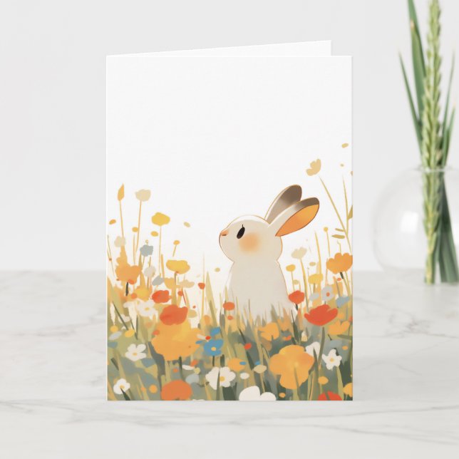 En kanin vild blomsteräng kort (Framsida)