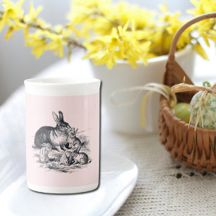 En kaninfamilj - vintageillustration benporslin mugg