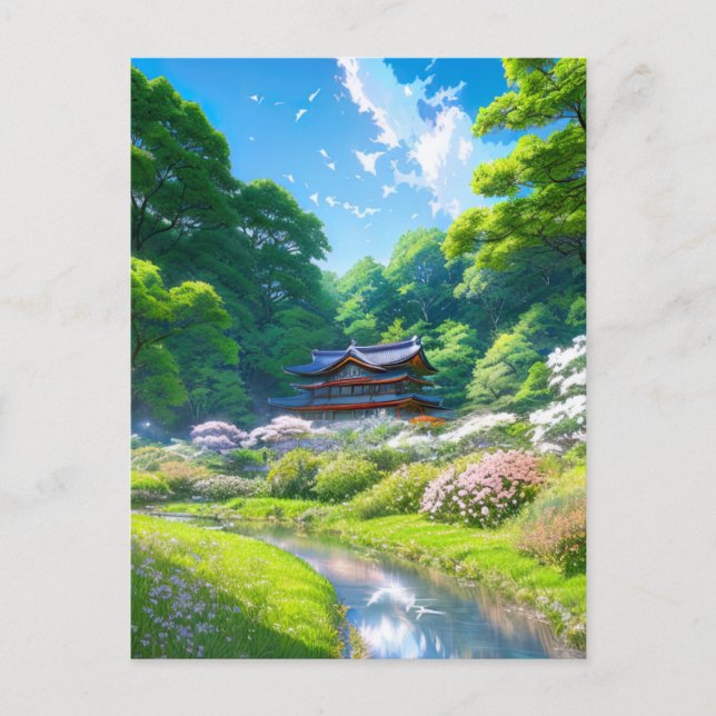 En känslig oas i hjärtat av skogen vykort (Framsida)