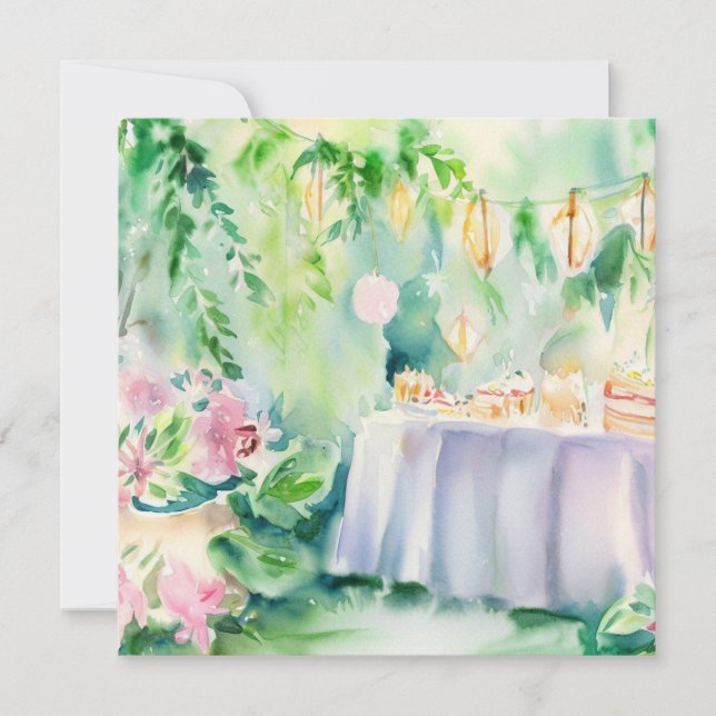 En kantrad Garden: Teas glädje, en babyskabb Inbjudningar (Framsida)