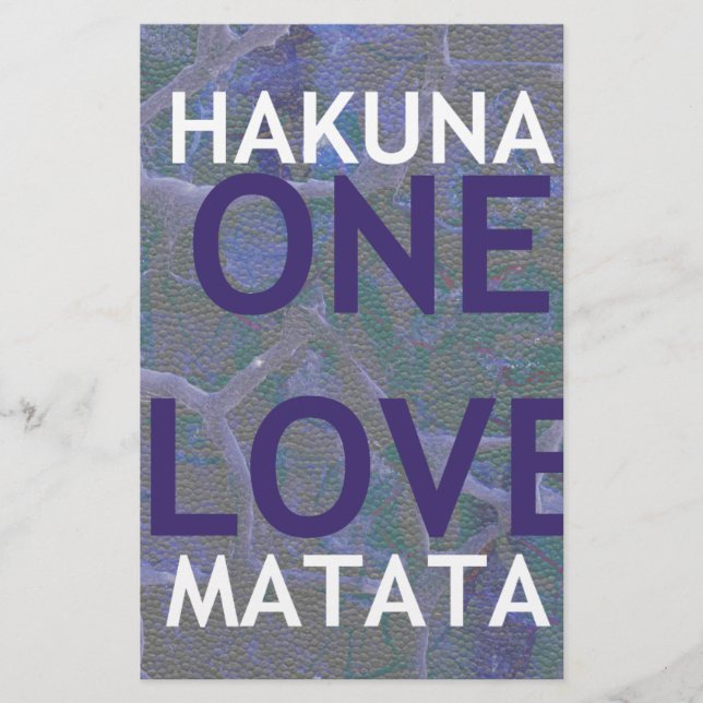 En kärlek Hakuna Matata Swahili Blå Grå Abstrakt Brevpapper (Framsida)