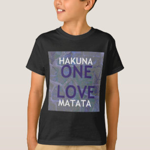 En kärlek Hakuna Matata Swahili Blå Grå Abstrakt Tee