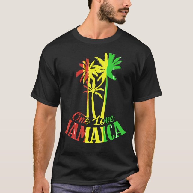 En Kärlek Jamaica Västindien Vacation Reggea Feel  T Shirt (Framsida)