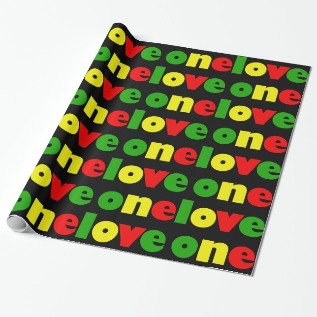 En Kärlek Rasta Färger färglös typografi Mönster Presentpapper (Utrullad)