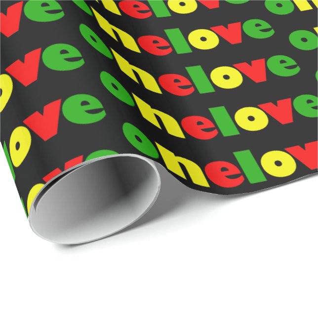 En Kärlek Rasta Färger färglös typografi Mönster Presentpapper (Rullad Hörn)