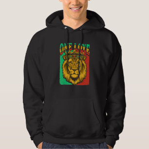En kärlek Rasta Lejon Jamaicanska stolthet Reggae  Hoodie