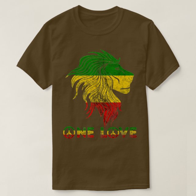 En Kärlek Rasta Reggae Lejon om Judah Rastafari Ro T Shirt (Design framsida)