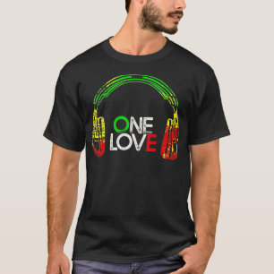 En Kärlek Rastafarian-hörlurarna Reggae Jamaican T Shirt