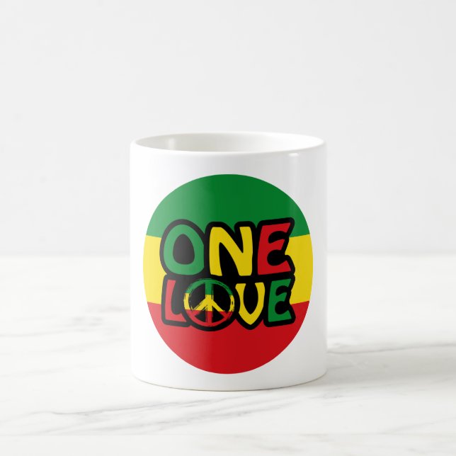 En Kärlek, Reggae-design med reggae färg Kaffemugg (Center)