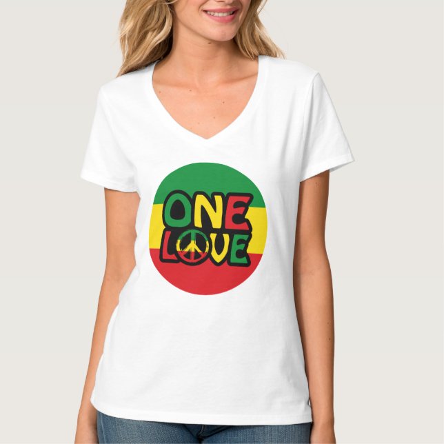 En Kärlek, Reggae-design med reggae färg T Shirt (Framsida)