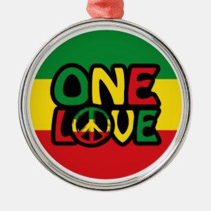 En kärlek, Reggae-design med reggae-färger Julgransprydnad Metall