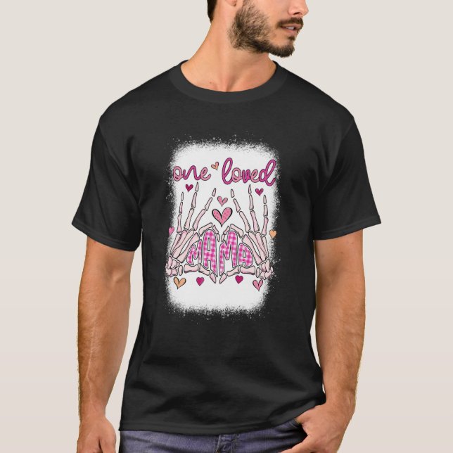 En kärleksfull Mamma Skeleton Heart Bleached Valen T Shirt (Framsida)