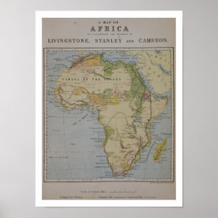 En karta av afrikan som illustrerar resor av David Poster
