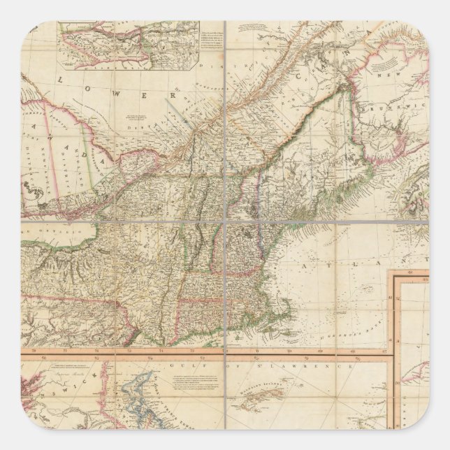 En karta av Cabotia Fyrkantigt Klistermärke (Framsida)