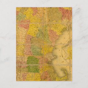 En karta av den New England stater Vykort