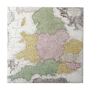 En karta av England 1760 Kakelplatta