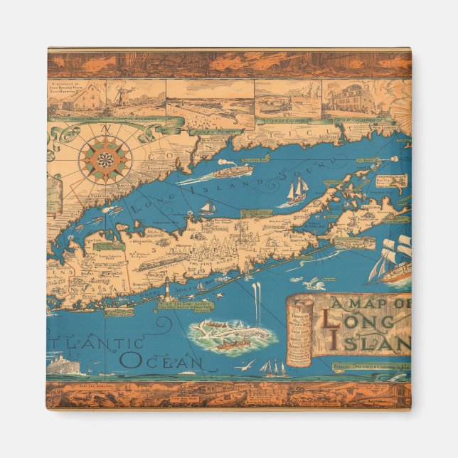 En Karta av Long Island. Magnet (Framsidan)