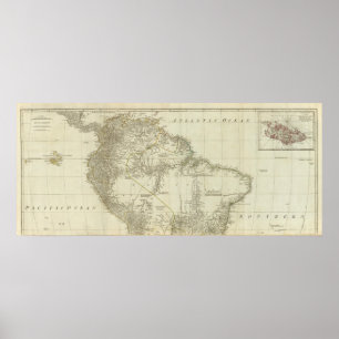 En karta av South America som är nordlig delar upp Poster