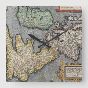 En karta av Storbritannien   1587 Fyrkantig Klocka