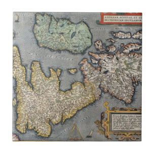 En karta av Storbritannien 1587 Kakelplatta