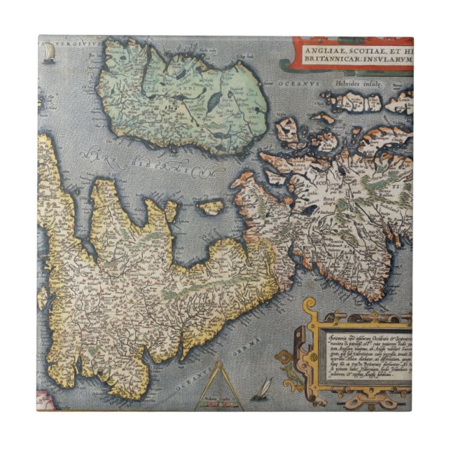 En karta av Storbritannien | 1587 Kakelplatta (Framsidan)