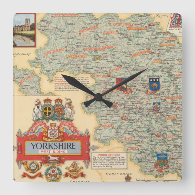 En karta av Yorkshire: Västra ridning Fyrkantig Klocka (Framsida)