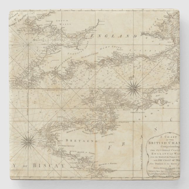 En kartlägga av britten kanaliserar stenunderlägg (Framsidan)