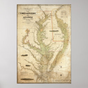 En kartlägga av chesapeaken och de Delaware Poster