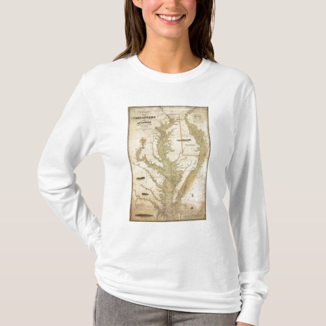 En kartlägga av chesapeaken och de Delaware T-shirt (Framsida)