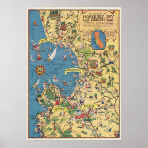 En kartograf över Monterey Bay-regionen Poster