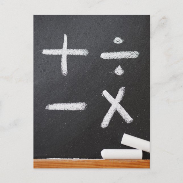 En kartong med matematiska symboler på den vykort (Framsida)