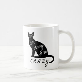 En katt bort från CRAZY lustig silhouette Kaffemugg