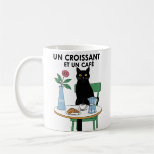 En katt croissant kaffemugg