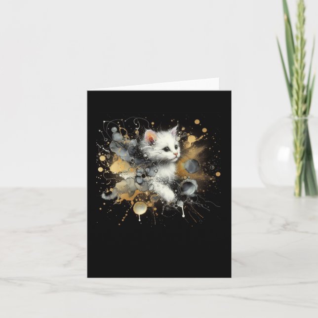 En katt i den svarta natten dekal  kort (Framsida)