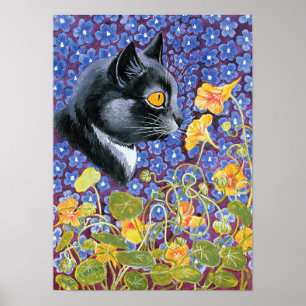 En katt i ett hav av blommor, Louis Wain Poster
