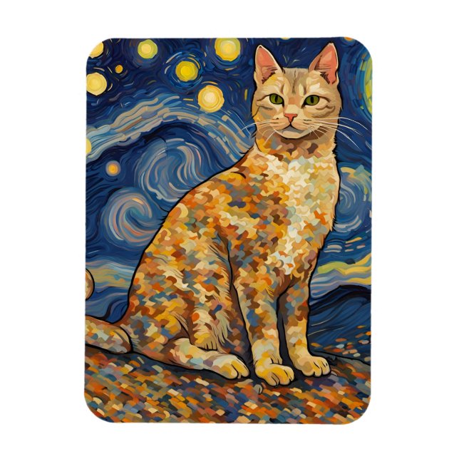 En katt i Starry Natt Magnet (Vertikal)