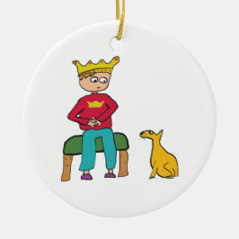 En katt kan titta på en Kung Julgransprydnad Keramik