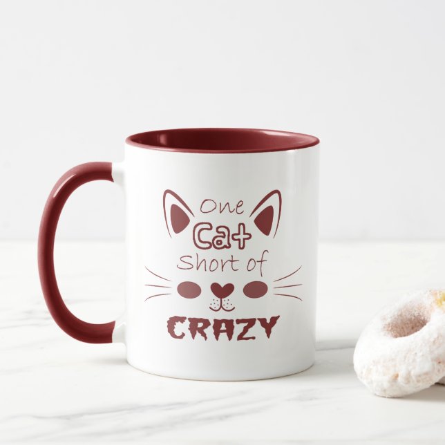 En katt Kort i CRAZY Funny Cute Maroon Mugg (Med munk)